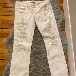 White ripped Hollister jeans